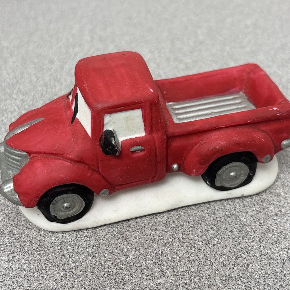 Christmas Village Red Pickup Truck, Ceramic, EUC